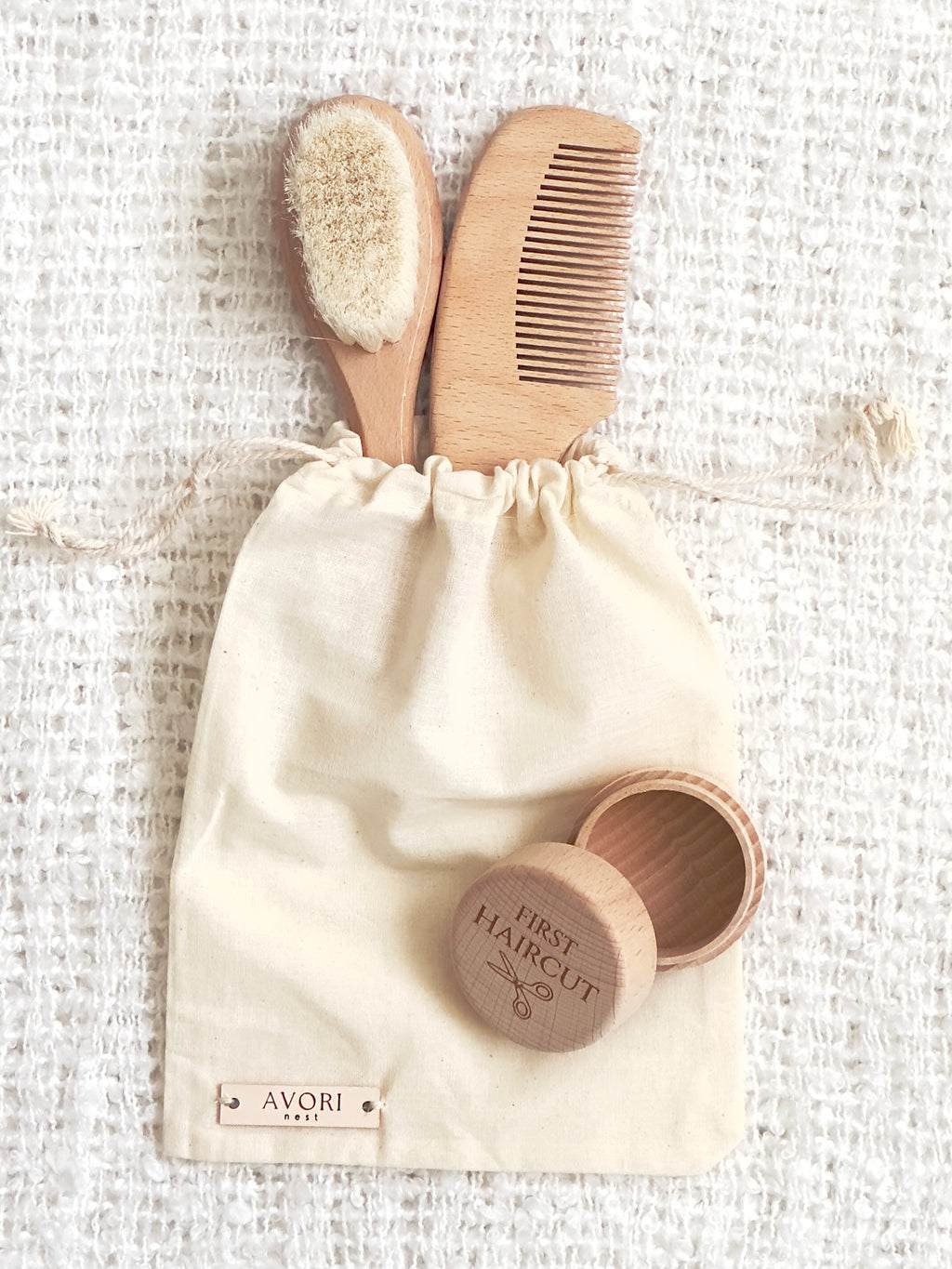 Wooden Baby Hair Brush Set