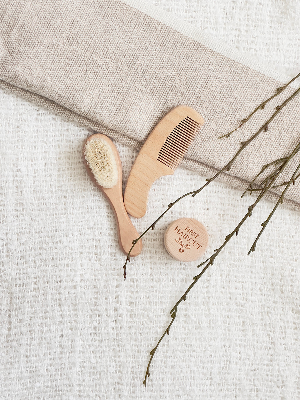 Wooden Baby Hair Brush Set