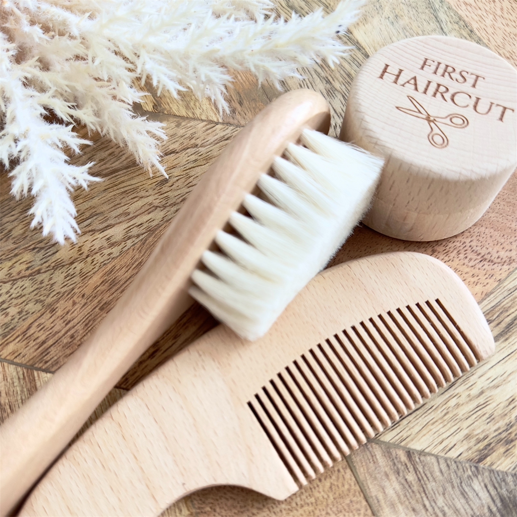 Wooden Baby Hair Brush Set